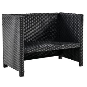 Spa Surround Spa Frame Quadrilateral Outdoor Rattan Sectional Sofa Set with Mini Sofa, Wooden Seats and Storage Spaces, Grey (Color: as Pic)
