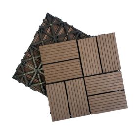 Wood Plastic Composite Deck Tiles Set of 20pcs, Composite Decking Resist Rust, Water, Weather, Indoor&Outdoor, DIY Interlocking Decking Tiles (Color: Light Coffee)