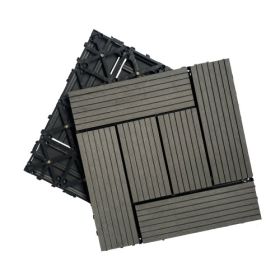 Wood Plastic Composite Deck Tiles Set of 20pcs, Composite Decking Resist Rust, Patio Flooring Outdoor Waterproof, Floor Tiles for Balcony, Backya (Color: Dark grey)