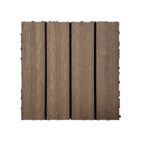 Wood Plastic Composite Deck Tiles Set of 20pcs, DIY Interlocking Decking Tiles, Floor Tile, Durable, Maintenance, Waterproof, Indoor Outdoor, 12x (Color: Light Coffee)