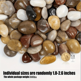 38lbs Decorative Garden Stone Outdoor Landscaping, Walkways, Yard, 1-3 inch Large Polished River Rocks for Plants Pots, Vases, Crafts (38lbs: 1 in-3 in)